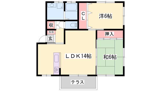 ラシャンス北八代(2LDK/1階)の間取り写真