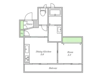 シャーメゾン ボヌール(1DK/2階)の間取り写真