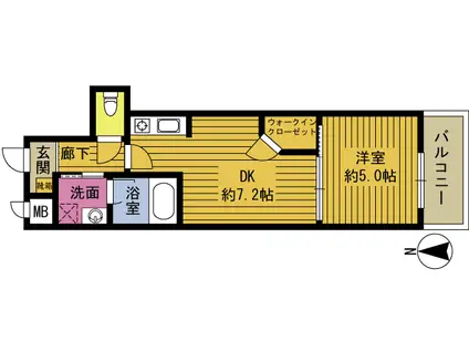 RESCO長浜(1DK/4階)の間取り写真
