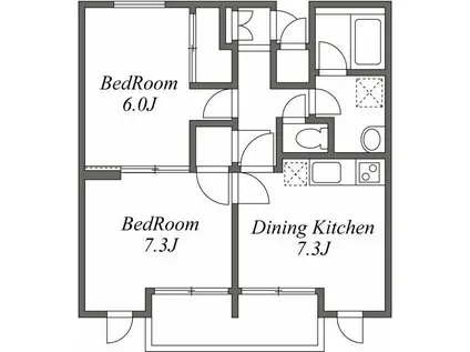 エマーレ永山(2DK/1階)の間取り写真
