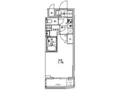 S-RESIDENCE両国PARKSIDEエスレジデンス両国パークサ(1K/6階)の間取り写真