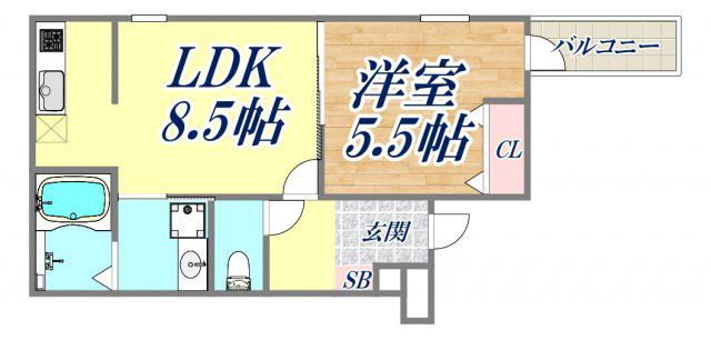 フジパレス甲子園口3番館(1LDK/3階)の間取り写真