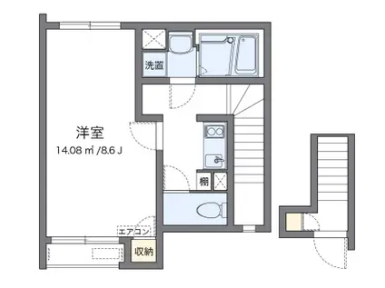 マンダリーナ(1K/2階)の間取り写真