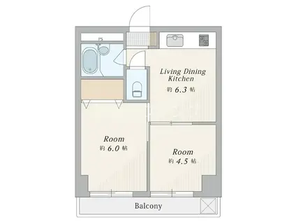 第3さかえビル(2DK/1階)の間取り写真