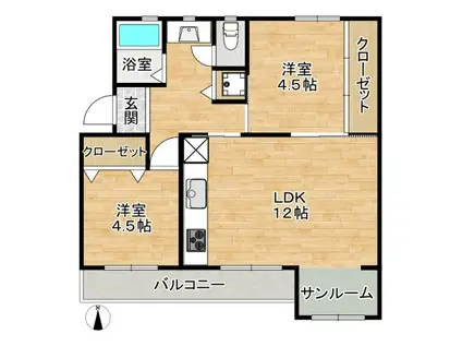 辻堂団地3-3(2LDK/4階)の間取り写真