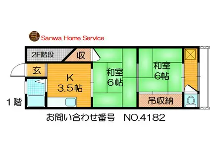 サンライズ栄(1LDK/2階)の間取り写真