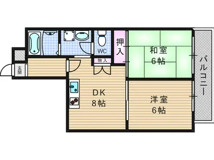 ヒル・ブリッジヒルNO1(2DK/3階)の間取り写真