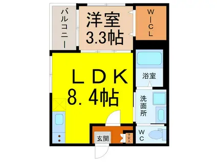 CHAT PRUNE(1LDK/3階)の間取り写真