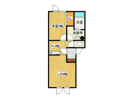 プレンティーA(1LDK/1階)の間取り写真