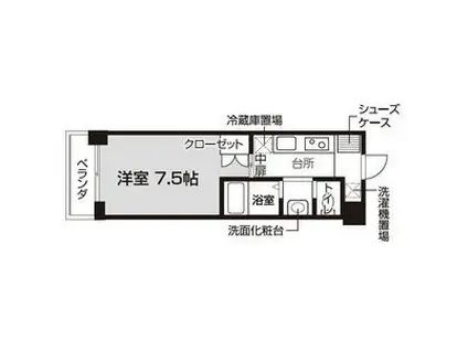 バウスクロス仙台上杉(1K/3階)の間取り写真