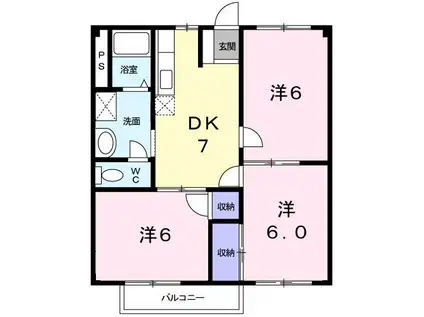 アクティブコート嘉島B(3DK/1階)の間取り写真