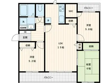 アイランドホームズ(3LDK/2階)の間取り写真