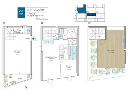 AUBE虎ノ門 オーブ虎ノ門(2LDK/3階)の間取り写真