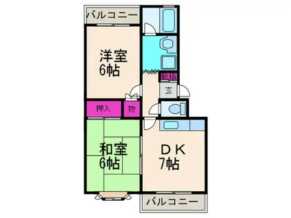 ハイム葵(2DK/2階)の間取り写真