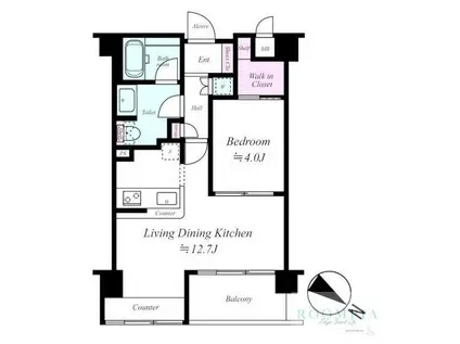 トゥールロワイヤルエルモア目黒(1LDK/2階)の間取り写真