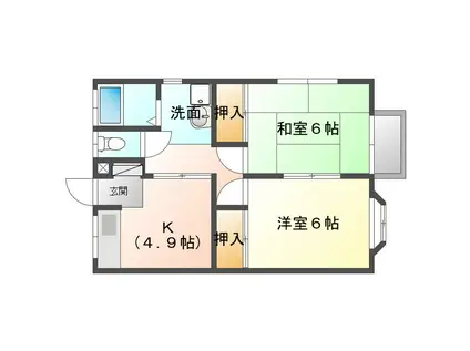 中野ハイツメルベーユ(2DK/2階)の間取り写真