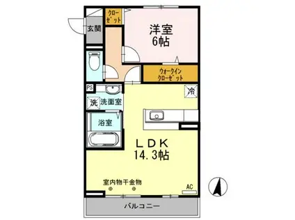 RIZIERE(1LDK/2階)の間取り写真