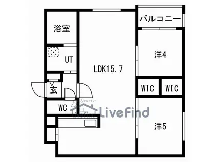 インフィニト月寒中央コート(2LDK/1階)の間取り写真
