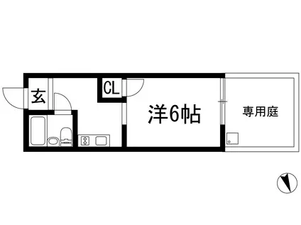 ヴィラ楠木(1K/1階)の間取り写真