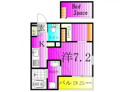 セインコート松戸(1SK/3階)の間取り写真
