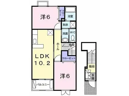 EVERGREENVIII(2LDK/2階)の間取り写真