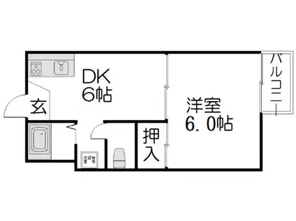 セフィラ下鴨(1DK/1階)の間取り写真