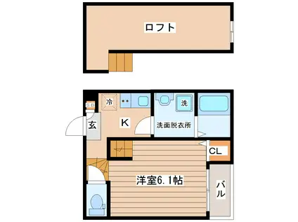 メルツ原町(1K/1階)の間取り写真