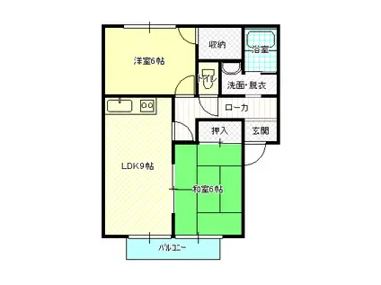 コーポひまわり(2LDK/1階)の間取り写真