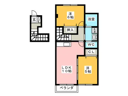 シャイニングスター B棟(2LDK/2階)の間取り写真