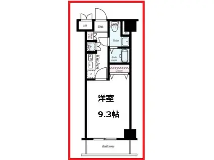 アクアプライムタワーオシアゲ(1K/2階)の間取り写真