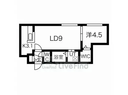 リッズ グランデ 豊平公園(1LDK/2階)の間取り写真