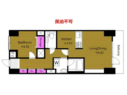 クレベール西新宿 J(1LDK/6階)の間取り写真