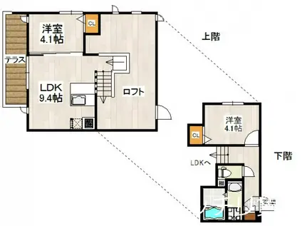 CB和白オーシャンテラス(2LDK/1階)の間取り写真