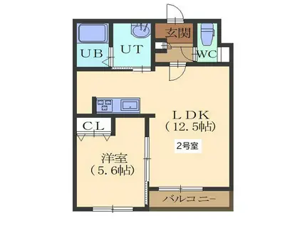 CASA CUOREカーサ クオーレ(1LDK/4階)の間取り写真