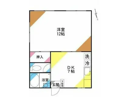 シャンブル土呂B(1DK/2階)の間取り写真