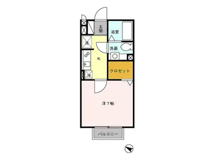 メゾンエスポアール(1K/1階)の間取り写真