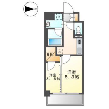 S-RESIDENCE烏森AUREATE(2K/9階)の間取り写真