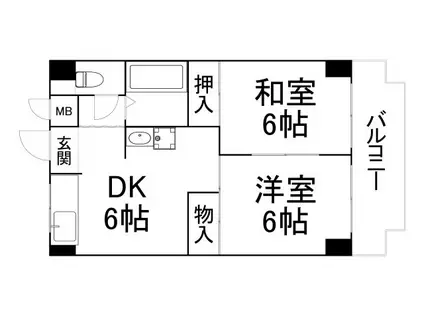 シティハイツ野田(2DK/2階)の間取り写真