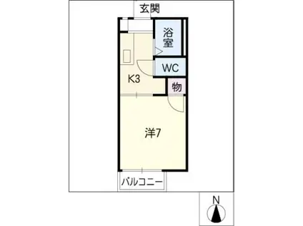 メゾンR&AIII(1K/1階)の間取り写真