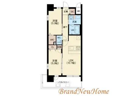 スプランディッド中百舌鳥(2LDK/9階)の間取り写真