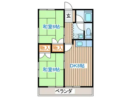 佐藤コーポ(2DK/2階)の間取り写真