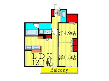VIE CHANTER(2LDK/1階)の間取り写真