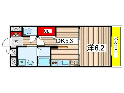 ファーストヒル(1DK/2階)の間取り写真