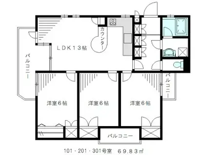 ガレリア21(3LDK/2階)の間取り写真