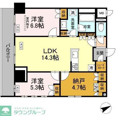 サンジョイアゼロ(2SLDK/6階)の間取り写真