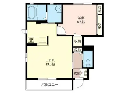 ル・シェノン(1LDK/1階)の間取り写真