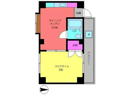 YS泉町ビル(1DK/5階)の間取り写真