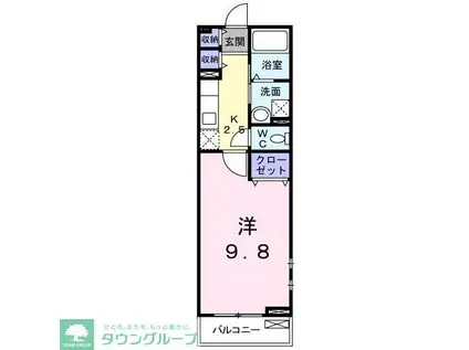 ル シェル ブルー(1K/2階)の間取り写真