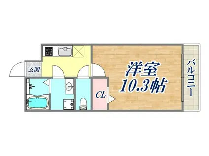 エクセルコート杭瀬(1K/1階)の間取り写真