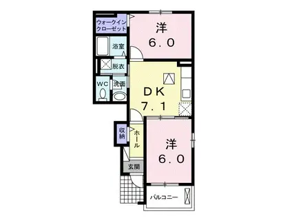 アニメートII(2DK/1階)の間取り写真